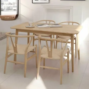VODUR Wishbone Chair Natural Wood Elegant Dining Chairs