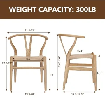 VODUR Wishbone Chair Natural Wood Elegant Dining Chairs