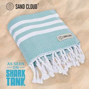 Sand Cloud Beach Towel - Sand Free - 100% Organic Turkish Cotton Yarn - Quick Dry Towel for Beach, Picnic, Blanket or Bath - As Seen on Shark Tank - The Us Mint