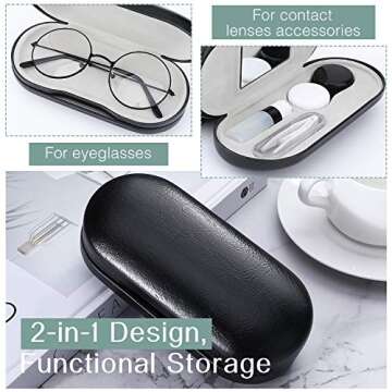 MoKo Double Eyeglass Case, Contact Lens Case with Mirror Tweezers Remover, 2 in 1 Double Sided Porta...