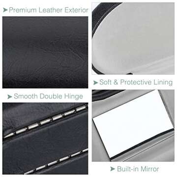 MoKo Double Eyeglass Case, Contact Lens Case with Mirror Tweezers Remover, 2 in 1 Double Sided Portable Contact Lens Box Holder Container Soak Storage Kit Sunglasses Pouch for Men & Women, Black