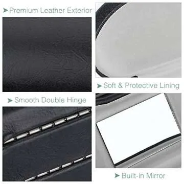 MoKo Double Eyeglass Case, Contact Lens Case with Mirror Tweezers Remover, 2 in 1 Double Sided Portable Contact Lens Box Holder Container Soak Storage Kit Sunglasses Pouch for Men & Women, Black