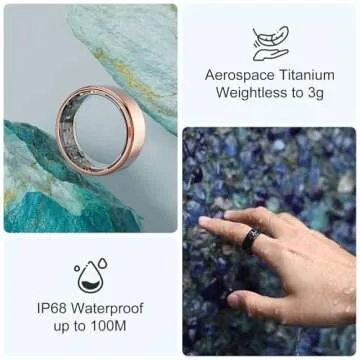 POBOVi Smart Ring - Health & Sleep Tracker, SpO2, Heart Rate Monitor & Stress Management, NFC Wireless Charging, 6-Day Battery, Water-Resistant(IP68), iOS/Android Compatible(Rose Gold, 10)