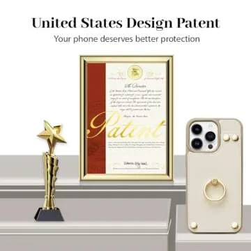 LAMEEKU Compatible with iPhone 13 Pro Wallet Case with Card Holder, 6.1'', 360°Rotation Ring Stand, RFID Blocking Snap Button Protective Leather Case Designed for Apple iPhone 13 Pro Beige