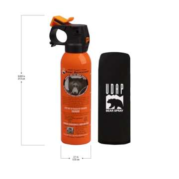 UDAP Pepper Power 12VHP Safety Orange Bear Spray Self Defense Deterrent with Hip Holster and Belt fo...