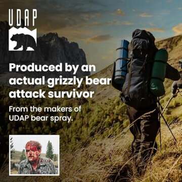 UDAP Pepper Power 12VHP Safety Orange Bear Spray Self Defense Deterrent with Hip Holster and Belt for Camping, Hiking, Fishing, Powerful Blast Pattern, 30 feet Fog Barrier, 7.9 oz