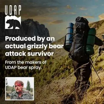 UDAP Pepper Power 12VHP Safety Orange Bear Spray Self Defense Deterrent with Hip Holster and Belt for Camping, Hiking, Fishing, Powerful Blast Pattern, 30 feet Fog Barrier, 7.9 oz