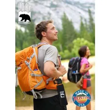 UDAP Pepper Power 12VHP Safety Orange Bear Spray Self Defense Deterrent with Hip Holster and Belt for Camping, Hiking, Fishing, Powerful Blast Pattern, 30 feet Fog Barrier, 7.9 oz