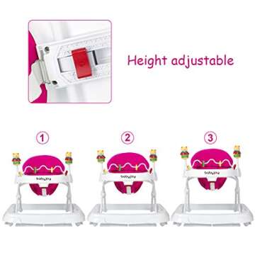 BABY JOY Baby Walker, Foldable Activity Walker Helper with Adjustable Height, Baby Activity Walker w...