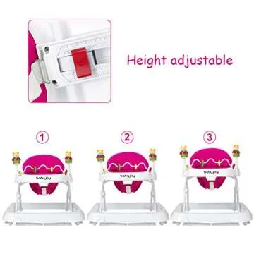 BABY JOY Baby Walker, Foldable Activity Walker Helper with Adjustable Height, Baby Activity Walker w...