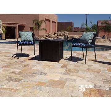 Hiland AFP-STT Outdoor Patio 40,000 BTU 30x30 Inch Square Tile Table Top Propane Fire Pit and Fire G...