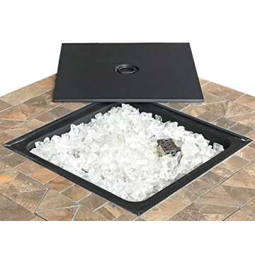 Hiland AFP-STT Outdoor Patio 40,000 BTU 30x30 Inch Square Tile Table Top Propane Fire Pit and Fire Glass