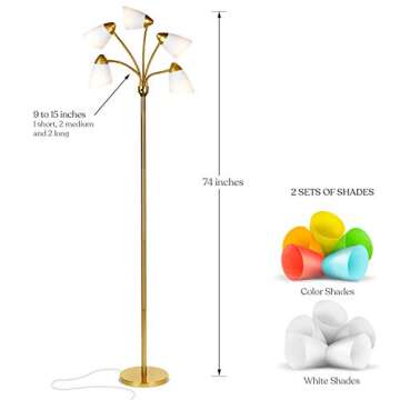 Brightech Medusa LED Floor Lamp – Dimmable Multi-Head Standing Lamp with Shades for Modern Living