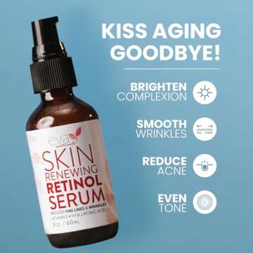 Retinol Serum for Face with Hyaluronic Acid & Vitamin E - For Anti-Aging, Fine Lines, Wrinkles, Resu...
