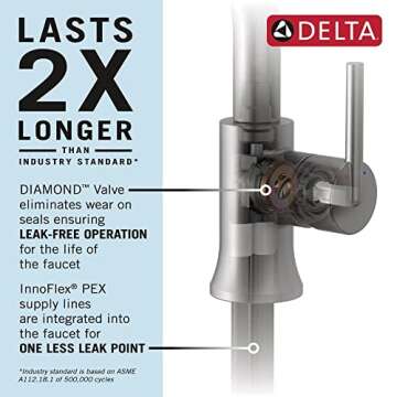 DELTA 559HA-BL-DST Trinsic Bathroom Faucet, Swivel, Matte Black