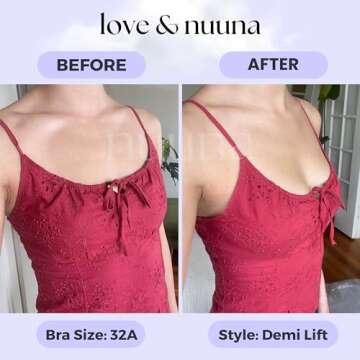 love & nuuna Double Sided Sticky Push Up Bra Inserts - Reusable Adhesive Bra with Padding - Sticky Bra for Dresses Bikinis and Bathing Suit Inserts Size Extra Small Nude