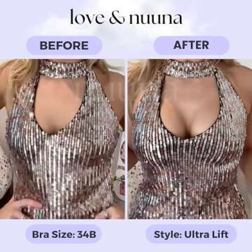love & nuuna Double Sided Sticky Push Up Bra Inserts - Reusable Adhesive Bra with Padding - Sticky Bra for Dresses Bikinis and Bathing Suit Inserts Size Extra Small Nude