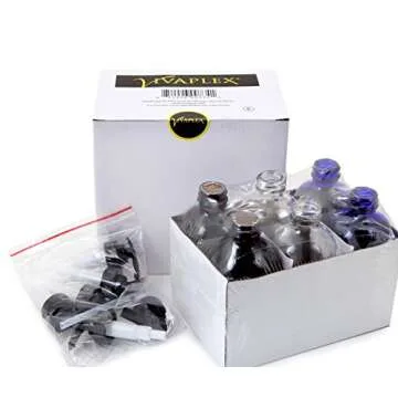 Vivaplex, 6, Large, 8 oz, Empty, Assorted Colors, Glass Bottles with Black Lotion Pumps …