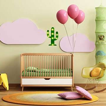 KiBlue Cactus Decor Cactus Light Cactus Party Decoration Gift Party Cute Cactus Table Lamp Battery Operated for Desk,Bedroom,Wall Decoration,Baby Shower,Kids' Room,Living Room,Home Decorations