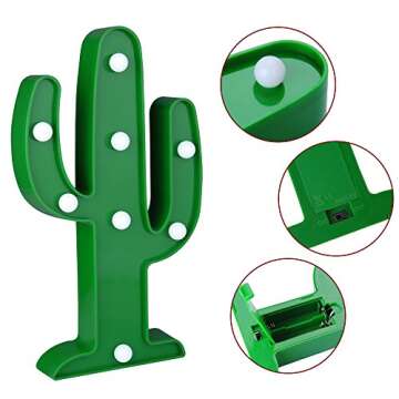 KiBlue Cactus Decor Cactus Light Cactus Party Decoration Gift Party Cute Cactus Table Lamp Battery Operated for Desk,Bedroom,Wall Decoration,Baby Shower,Kids' Room,Living Room,Home Decorations