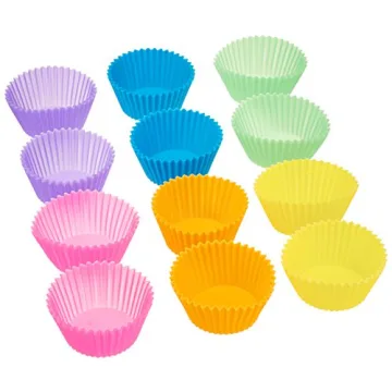 Silicone Baking Cups - 12 Pack Multicolor Muffin Liners