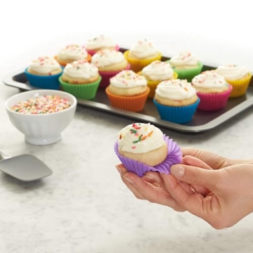 Silicone Baking Cups - 12 Pack Multicolor Muffin Liners
