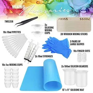 Amazing Clear Cast Bundle - Amazing Clear Cast Resin 16 Ounce, Pixiss 15 Colors Resin Tinting Mica Powders (Assorted Colors), Mixing Sticks, Silicone Measuring Cups, Gloves, Pipettes
