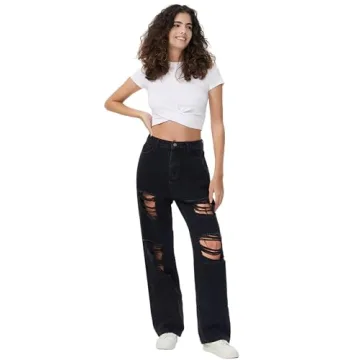 Genleck Loose Ripped Boyfriend Jeans for Women