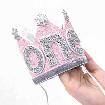 Agkvw Winter Onederland Snowflake Crown for 1st Birthday