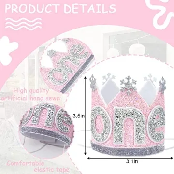 Agkvw Winter Onederland Snowflake Crown for 1st Birthday