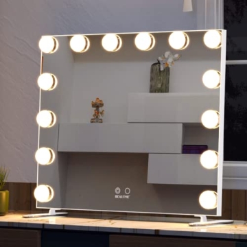 BEAUTME Vanity Mirror with Lights,Hollywood Makeup Mirror with 14pcs Dimmer Bulbs,Dressing Tabletop ...