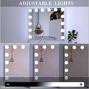 BEAUTME Vanity Mirror with Lights,Hollywood Makeup Mirror with 14pcs Dimmer Bulbs,Dressing Tabletop Mirror/Wall Mounted Mirror Smart Touch Control Led Mirror Big (20 x 23.6inch/White)