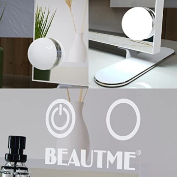 BEAUTME Vanity Mirror with Lights,Hollywood Makeup Mirror with 14pcs Dimmer Bulbs,Dressing Tabletop Mirror/Wall Mounted Mirror Smart Touch Control Led Mirror Big (20 x 23.6inch/White)