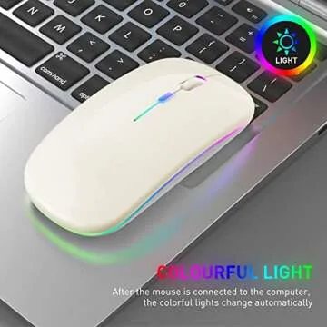 PEIBO Bluetooth Wireless Mouse for Laptop mac MacBook ipad MacBook air MacBook pro pc Desktop Computer Windows Chromebook Notebook (Cream White)