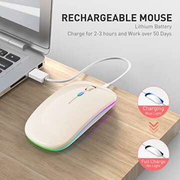 PEIBO Bluetooth Wireless Mouse for Laptop mac MacBook ipad MacBook air MacBook pro pc Desktop Computer Windows Chromebook Notebook (Cream White)