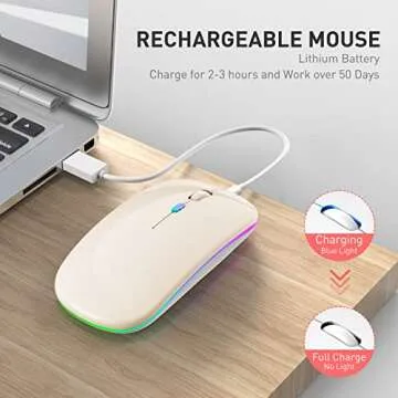 PEIBO Bluetooth Wireless Mouse for Laptop mac MacBook ipad MacBook air MacBook pro pc Desktop Computer Windows Chromebook Notebook (Cream White)