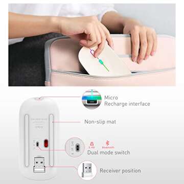 PEIBO Bluetooth Wireless Mouse for Laptop mac MacBook ipad MacBook air MacBook pro pc Desktop Computer Windows Chromebook Notebook (Cream White)