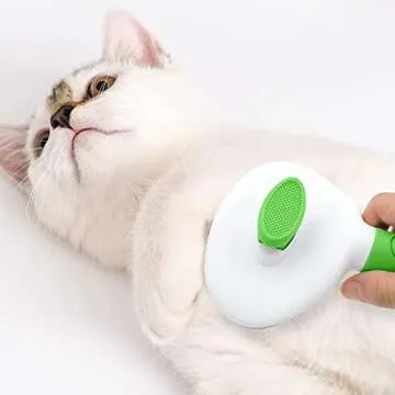 Cat Brushes for Indoor Cats, Dog Brush for Shedding with Metal Cat Comb, Self Cleaning Pet Hair Brush with Release Button for Grooming Kitten(Green)