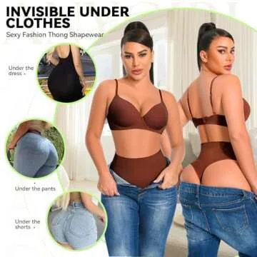 Anygirl Tummy Control Thong Shapewear Panties for Women Seamless Shaping Thong Underwear Body Shaper Panties Brown