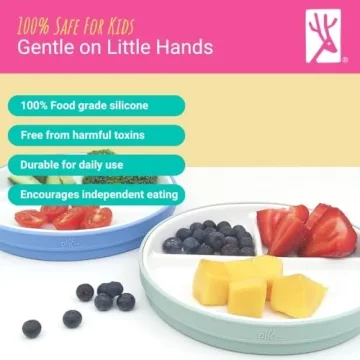 Elk & Friends Kids Porcelain Plates with Silicone Sleeves