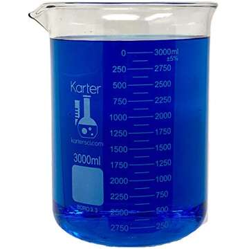 3000ml Beaker, Low Form Griffin, Borosilicate 3.3 Glass, Double Scale, Graduated, Karter Scientific ...