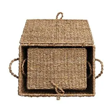 Creative Co-Op Woven Seagrass Storage Trunks, Set of 3 Sizes, Natural