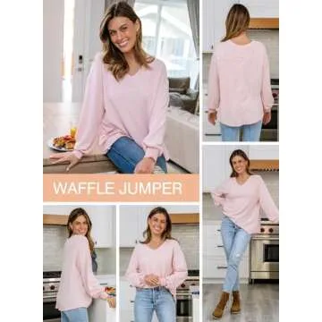 Dokotoo Womens Fashion Fall Clothes Sexy V Neck Long Sleeve Shirts for Women Office Workout Pullover Blouses Pleated Tops 2024 Trendy Pink Tops Dressy Casual Large