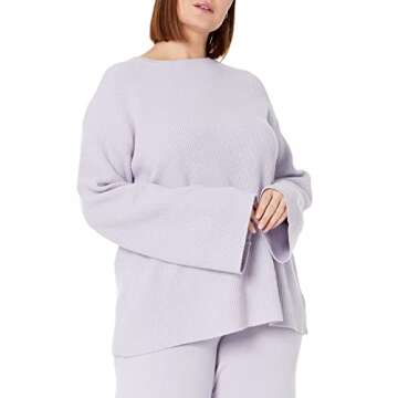 Alice Crewneck Back Slit Pullover Sweater in Dusty Purple