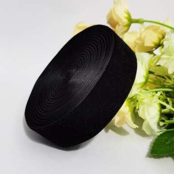 Qingxii Decorr Wedding Christmas Valentin's Day Gift Box DIY Craft Decor Velvet Ribbon (Black, 1''x2Yards)