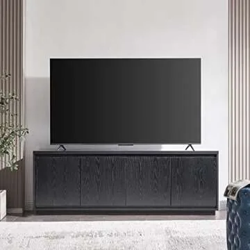 Henn&Hart Rectangular TV Stand for TV's up to 75" in Black Grain, for Home, Living Room, Bedroom, En...