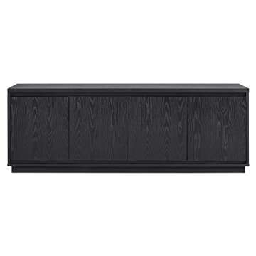 Henn&Hart Rectangular TV Stand for TV's up to 75" in Black Grain, for Home, Living Room, Bedroom, Entertainment Room, Office