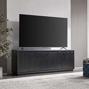 Henn&Hart Rectangular TV Stand for TV's up to 75" in Black Grain, for Home, Living Room, Bedroom, Entertainment Room, Office