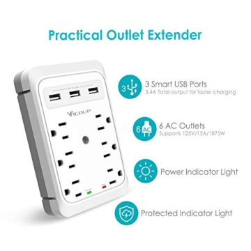 Buy VICOUP 9 Port Surge Protector with USB and Shelf