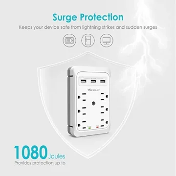 Buy VICOUP 9 Port Surge Protector with USB and Shelf